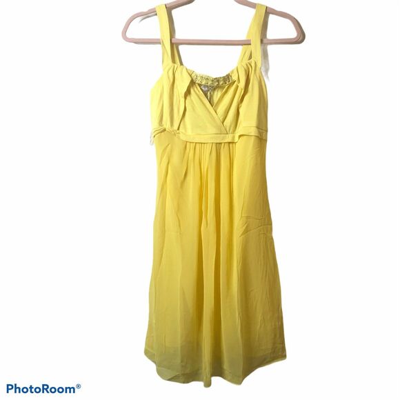 Lucy Paris Yellow Cut Out Mini Dress Sheer Overlay size Large NWT - Picture 1 of 10